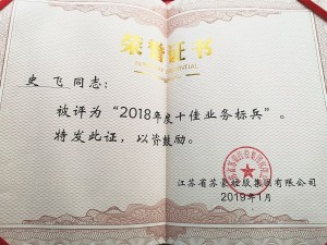 2018年度苏豪控股集团十佳业务标兵-史飞